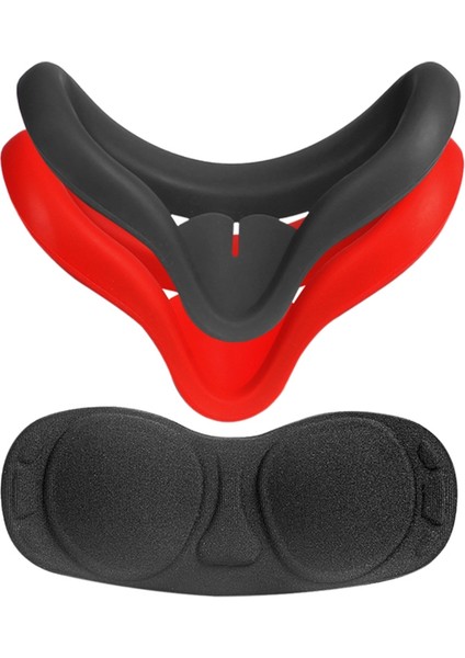 Quest 2 Vr Lens Kapağı Için Silikon Göz Maskesi Kapağı (Siyah+Kırmızı) (Yurt Dışından)