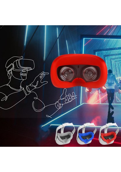 Quest 2 Vr Lens Kapağı Için Silikon Göz Maskesi Kapağı (Siyah+Kırmızı) (Yurt Dışından)