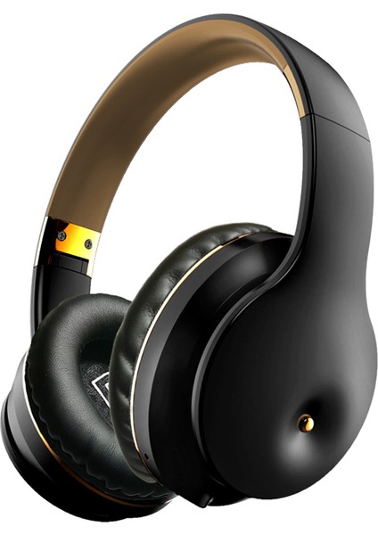 Kablosuz Bluetooth 5.0 Hifi Kulaklık Kulak Üstü Kulaklık (Siyah Altın) (Yurt Dışından)