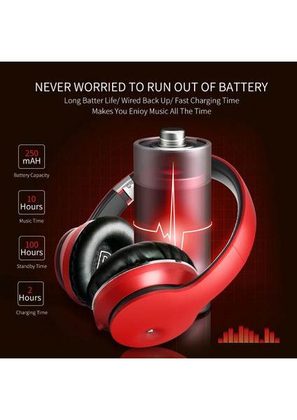 Kablosuz Bluetooth 5.0 Hifi Kulaklık Kulak Üstü Kulaklık (Siyah Altın) (Yurt Dışından) fırsatları