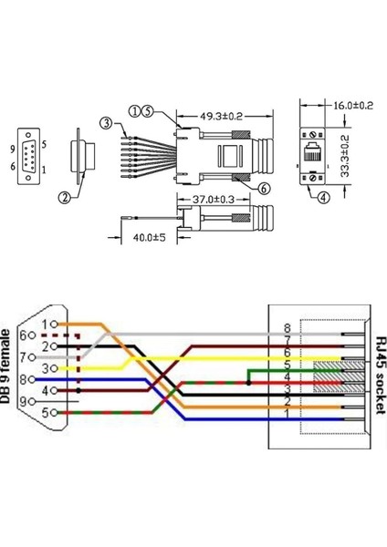 10 Adet Db9 - RJ45 Modüler Adaptör, Db9 - RJ45 Dişi Jak Adaptörü (Yurt Dışından)