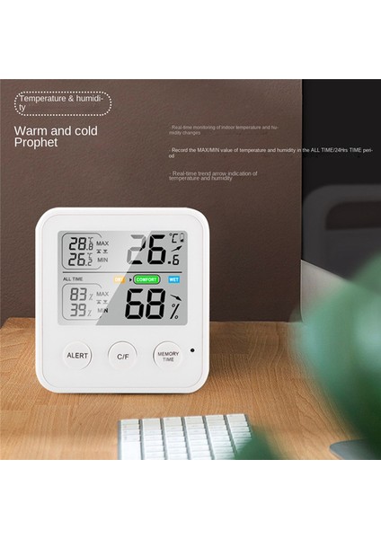 Elektronik Dijital Sıcaklık Nem Ölçer Termometre Siyah (Yurt Dışından)