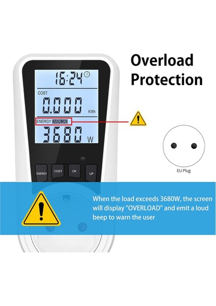 2x Soket Elektrik Sayacı, Arkadan Aydınlatmalı, LCD Ekran, Ab Tak (Yurt Dışından) fiyatları