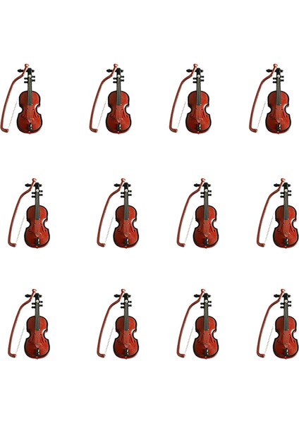 12 Takım Mini Keman Noel Modeli Masaüstü Enstrüman Süsleme (Yurt Dışından)