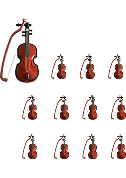 12 Takım Mini Keman Noel Modeli Masaüstü Enstrüman Süsleme (Yurt Dışından)