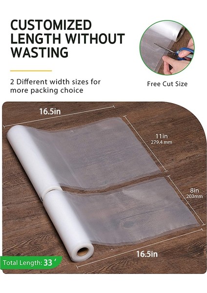 Vakum Mühürleyen 8 Paket Gıda Tasarruf Torbası Ruloları, 8X16,5 Inç ve 11X16,5 Inç (Yurt Dışından) fiyatları