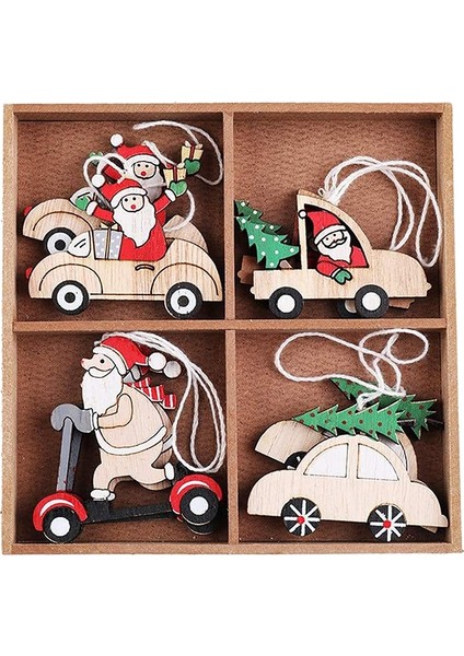 Adet Karikatür Ahşap Noel Baba Geyik Noel Ağacı Süsleri (Yurt Dışından)