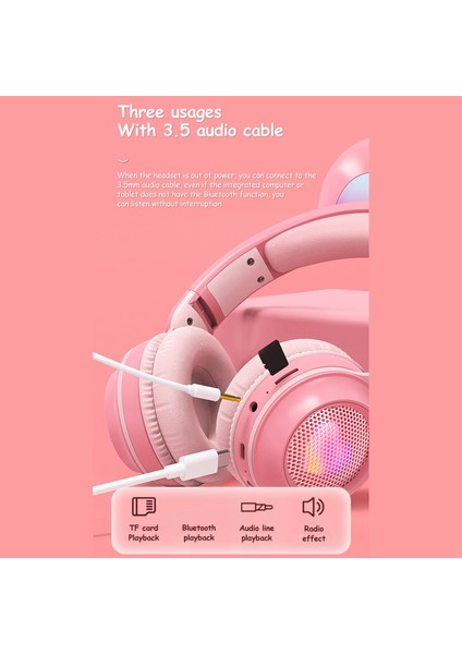 Tavşan Kulaklı Kulaklıklar, LED Işıklı Bilgisayar Kulaklıkları, (Pembe Beyaz) (Yurt Dışından) modelleri