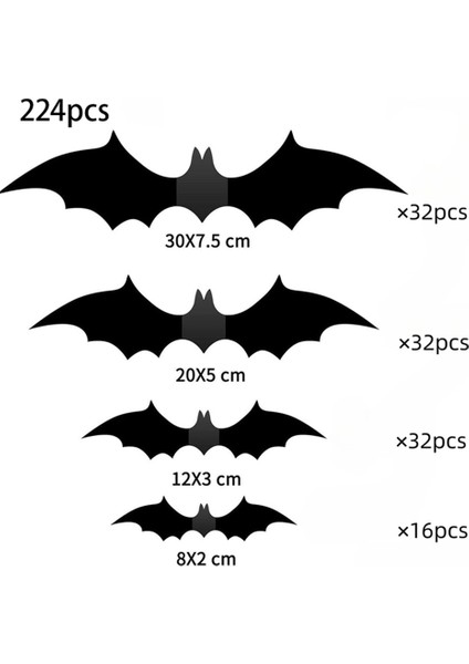 224 Adet Cadılar Bayramı Dekorasyon Yarasa Çıkartmalar Ev Dekor Dıy Cadılar Bayramı Için (Yurt Dışından)