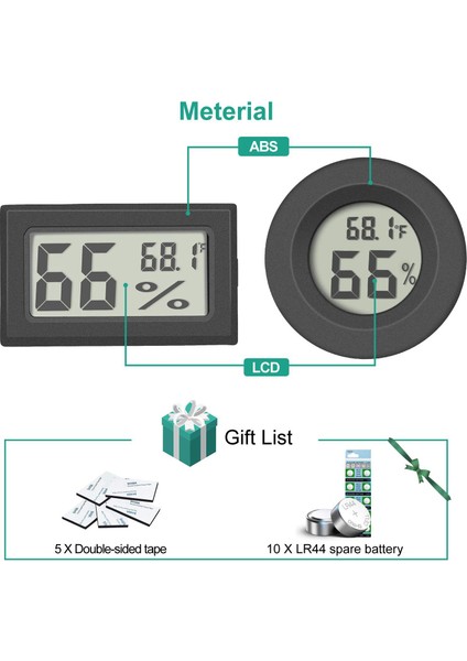 5'li Paket Mini Dijital Termometre Higrometre Kapalı Oda Yuvarlak (Yurt Dışından)
