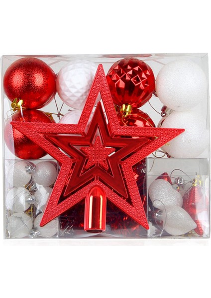 Noel Ağacı Süsleme Kolye 50 Noel Topları Kırmızı ve Beyaz (Yurt Dışından)