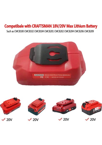 Craftsman Için USB Bağlantı Noktalı 18V/20V Lityum Adaptör CMCB104 (Yurt Dışından) modelleri