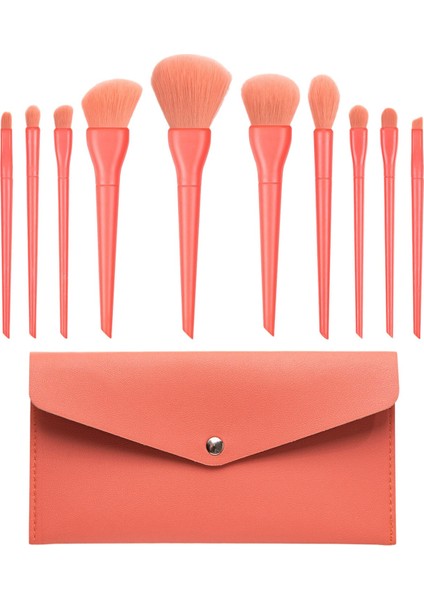 10PCS Kirpik Kaş Fırçaları Sentetik Saç Makyaj Fırça Seti Kırmızı (Yurt Dışından)