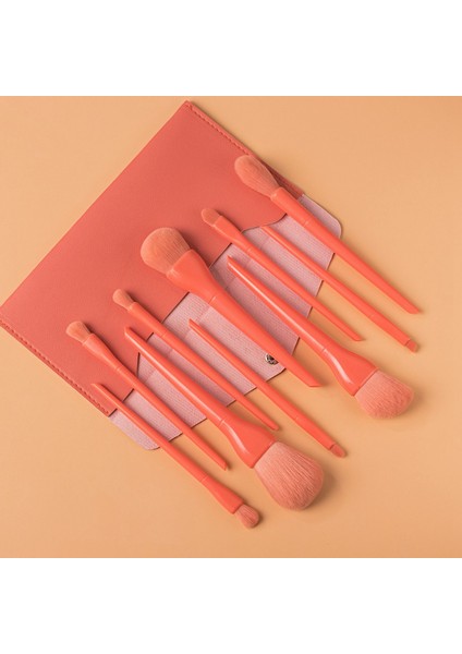 10PCS Kirpik Kaş Fırçaları Sentetik Saç Makyaj Fırça Seti Kırmızı (Yurt Dışından)