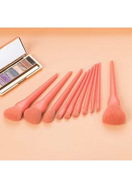 10PCS Kirpik Kaş Fırçaları Sentetik Saç Makyaj Fırça Seti Kırmızı (Yurt Dışından)