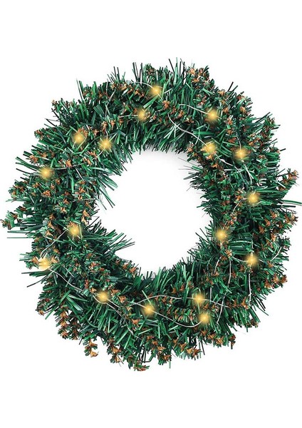 Ön Kapı Dekoru Için Ladinli Yapay Noel Çelengi (Yurt Dışından)