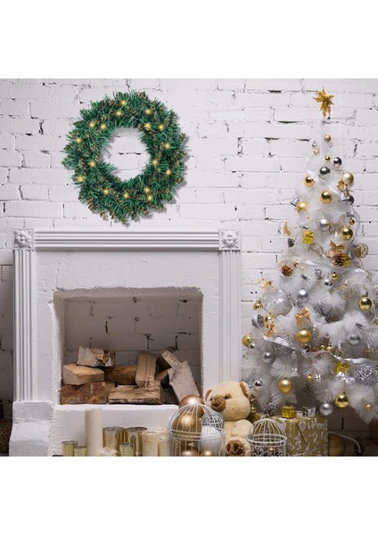 Ön Kapı Dekoru Için Ladinli Yapay Noel Çelengi (Yurt Dışından)