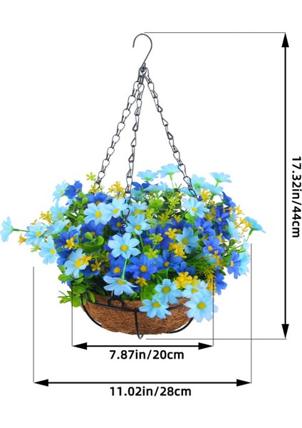 Çim Dekoru Için Sepette Yapay Asılı Çiçekler Iç Mekan-Mavi (Yurt Dışından)