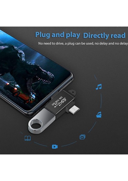 USB C - USB 3.0 Otg Dönüştürücü USB 2'si 1 Arada Tip C Mikro-Otg Adaptör (Yurt Dışından)