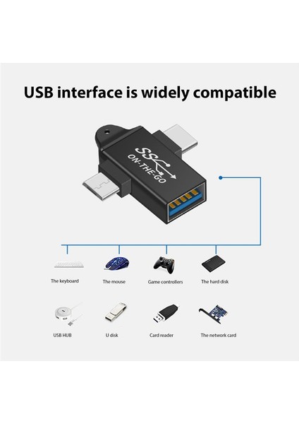 USB C - USB 3.0 Otg Dönüştürücü USB 2'si 1 Arada Tip C Mikro-Otg Adaptör (Yurt Dışından)