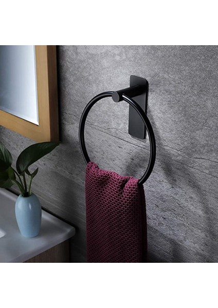 Banyo Için Kendinden Yapışkanlı Yuvarlak Havlu Askısı, Paslanmaz Çelik Siyah (Yurt Dışından) fırsatları