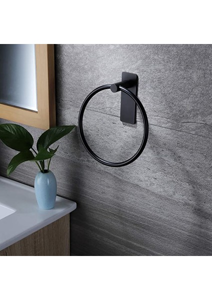 Banyo Için Kendinden Yapışkanlı Yuvarlak Havlu Askısı, Paslanmaz Çelik Siyah (Yurt Dışından) indirimleri