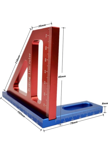 Ağaç Işleme Kare Iletki Alüminyum Alaşımlı, Kırmızı L (Yurt Dışından) fiyatları
