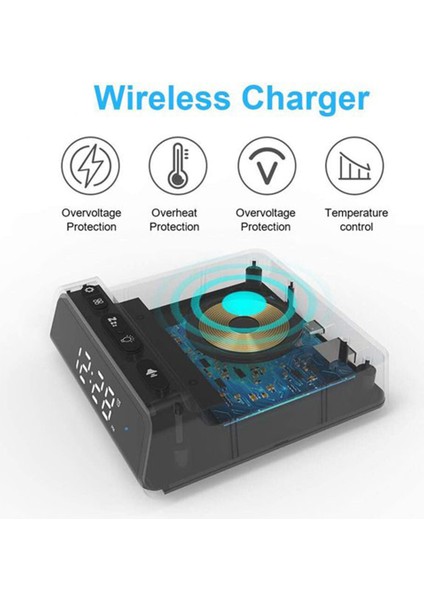 Kablosuz Şarj Aletli Elektrikli LED Çalar Saat, iPhone 12/11 Için, Siyah (Yurt Dışından) indirimleri