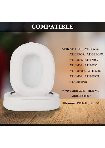 Ath M50X Için Yedek Kulak Pedleri Audio Technica M40X M30X Beyaza Uyumludur (Yurt Dışından) fırsatları