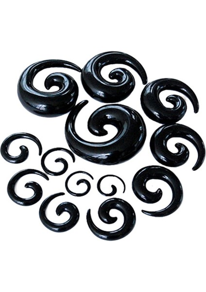 Kulak Sedye Genişletici Salyangoz Tasarımlı Kulak Çıtçıtları - Siyah, 8mm (Yurt Dışından)