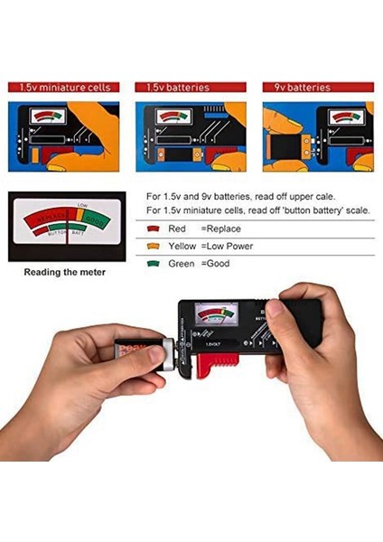 2'li Paket Test Cihazı, AA/AAA/C/D/9V /1.5V Düğme Hücre Için Evrensel (Yurt Dışından) modelleri
