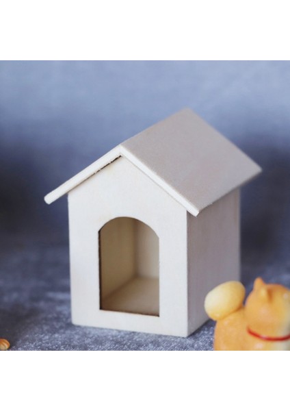 1:12 Mini Ahşap Simülasyon Köpek Kulübesi Modeli Dollhouse Bahçe Dekorasyon (Yurt Dışından)