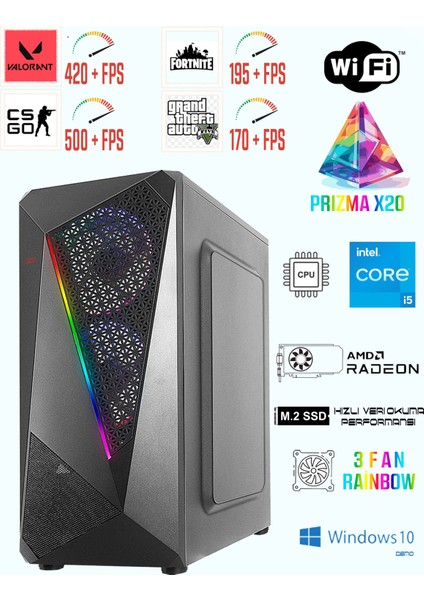 Prizma X20 I5 6500 / 16GB Ram / Rx 580 8gb 256BİT / 1tb Nvme M2 SSD Oyuncu Masaüstü Bilgisayarı