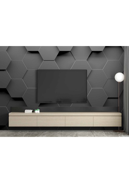 3 Boyutlu Antrasit Altıgen Duvar Kağıdı Baskı modelleri