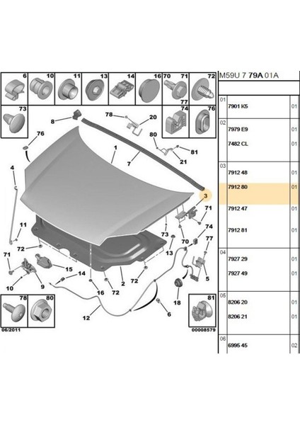 Sol Kaput Menteşesi Partner Berlingo 03>07 (TRL791280-BPE276009-791280)