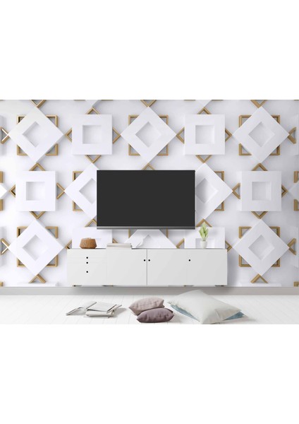 3 Boyutlu Geometrik Şekilli Duvar Kağıdı Baskı modelleri