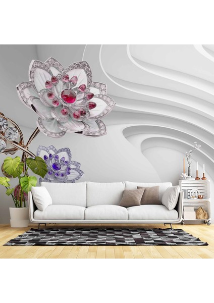 3 Boyutlu Çiçek Desenli Duvar Kağıdı Baskı