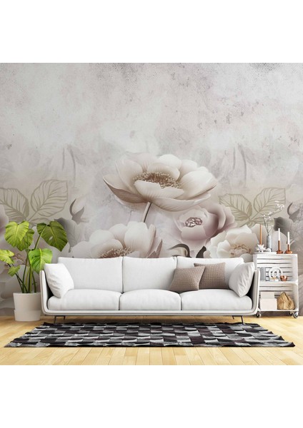 Soft Çiçek Gül Desenli Duvar Kağıd Baskı