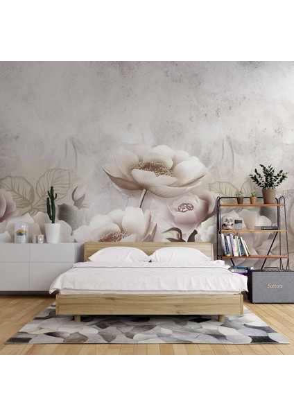 Soft Çiçek Gül Desenli Duvar Kağıd Baskı