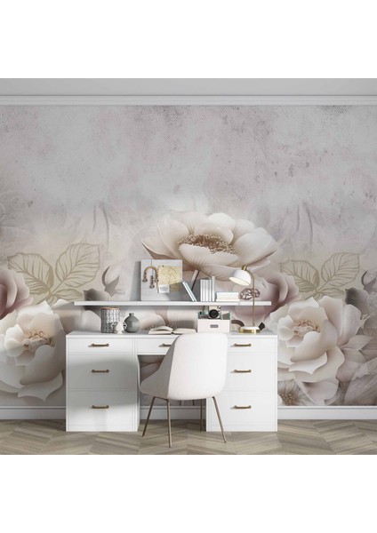 Soft Çiçek Gül Desenli Duvar Kağıd Baskı