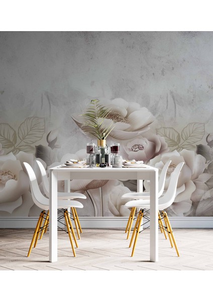 Soft Çiçek Gül Desenli Duvar Kağıd Baskı