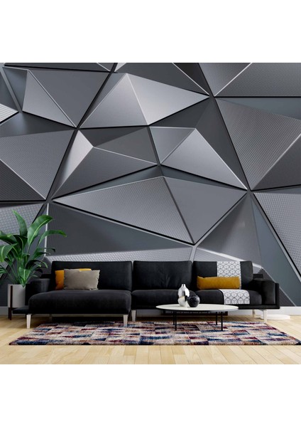 3 Boyutlu Metalik Siyah Duvar Kağıdı Baskı