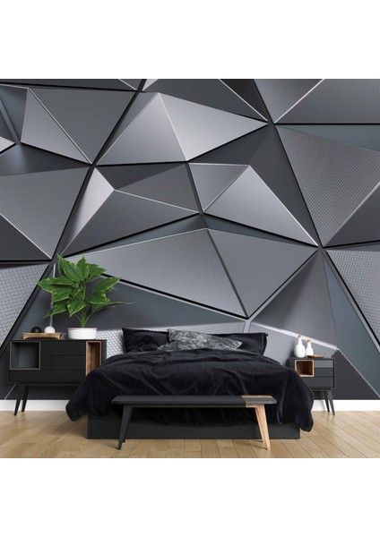 3 Boyutlu Metalik Siyah Duvar Kağıdı Baskı fiyatları