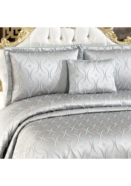 Hera Gri - Mint Çeyizlik Çift Kişilik Yatak Örtüsü