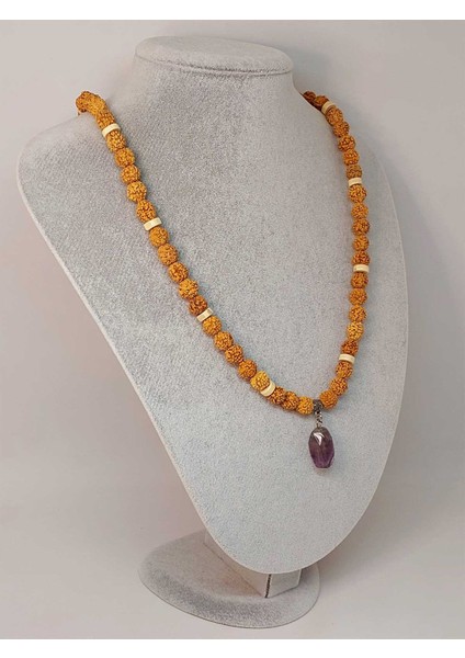 Ametist Taşlı Rudraksha Tohum Kolye Dolama Bileklik 8mm (49718) fiyatları
