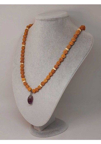 Ametist Taşlı Rudraksha Tohum Kolye Dolama Bileklik 8mm (49718) fırsatları