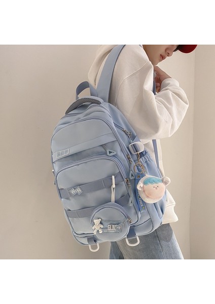 2024 Bahar Yeni Öğrenci Sırt Çantası Okul Çantası Basit Kore Tarzı Sırt Çantası Kadın Seyahat Eğlence Çantası (Yurt Dışından) fırsatları