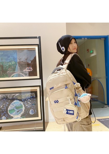 2024 Bahar Yeni Öğrenci Sırt Çantası Okul Çantası Basit Kore Tarzı Sırt Çantası Kadın Seyahat Eğlence Çantası (Yurt Dışından) indirimleri