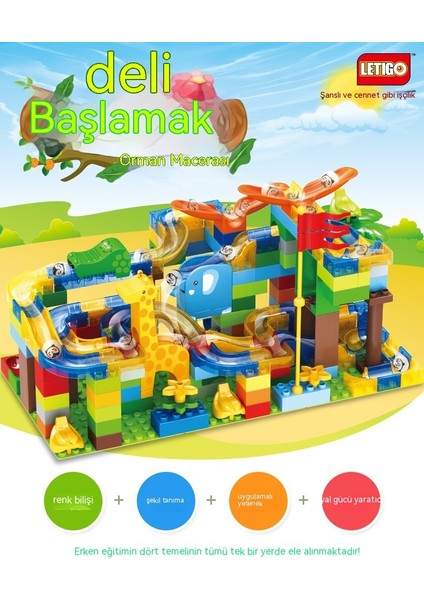 Çocukların Büyük Parçacık Yapı Taşları, Lele Yapı Taşı Masası, Bilyeli Kaydırmalı Top, Anaokulu Eğitici Montaj Oyuncağı ile Uyumludur. (Yurt Dışından)