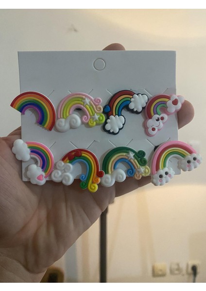 Gökkuşağı Crocks Terlik Süsü Jibbitz Crocs Aksesuarı 8 Adet